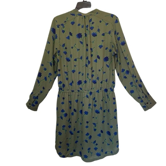Banana Republic Floral French Shirtdress Lined with Pockets Olive Green Medium - Picture 3 of 12